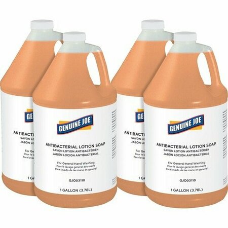 BSC PREFERRED Genuine Joe Soap, Antibacterial, Lotion, 1 Gallon, Orange, 4PK GJO03110CT